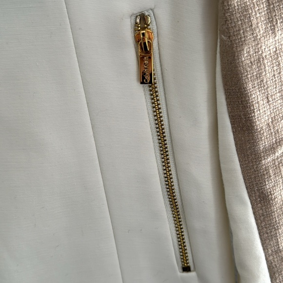 CALVIN Klein ecru tan blazer linen blend jacket gold hardware neutral  size 10 - Picture 3 of 9